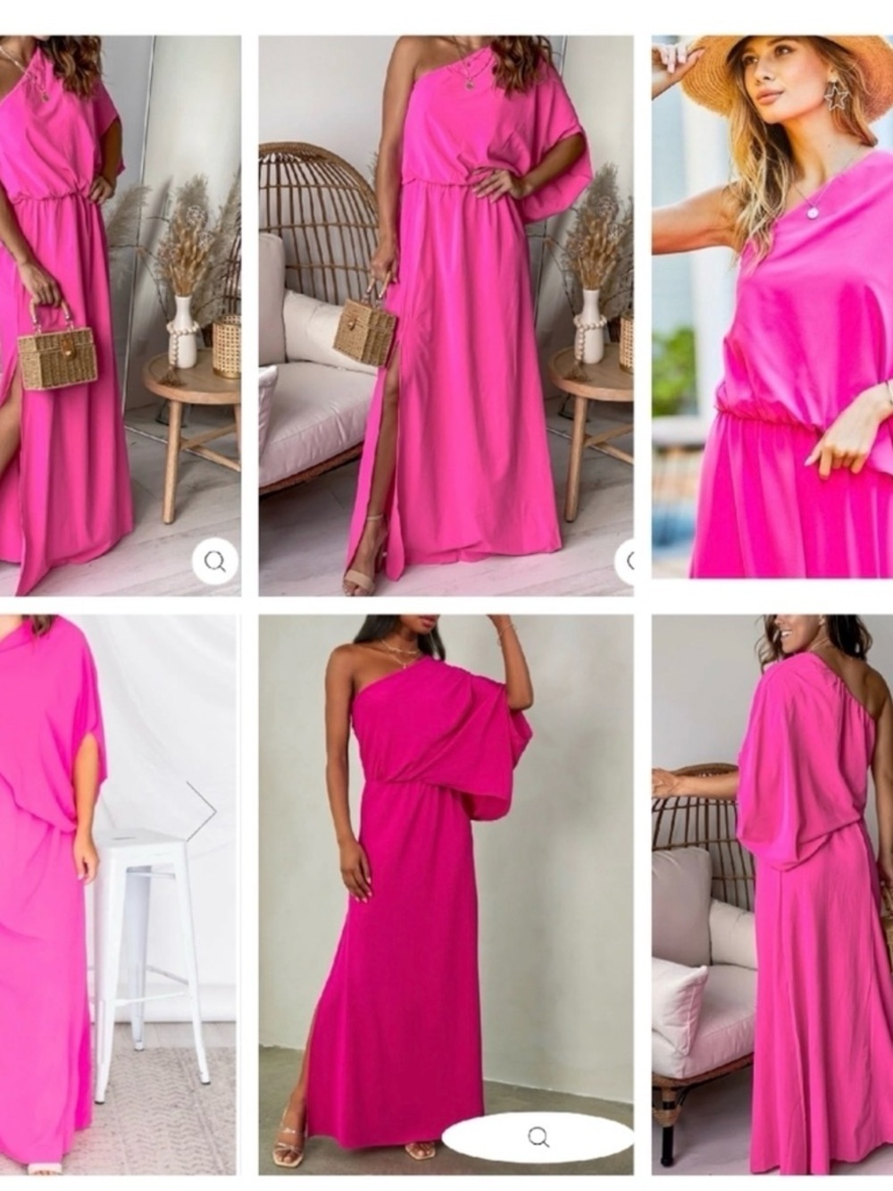 Main Strip Hot Pink One-Shoulder Maxi Dress